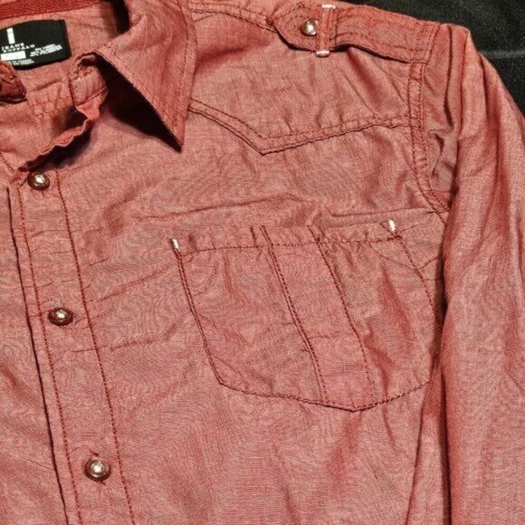 I JEANS By BUFFALO Long Sleeve Dress Shirt - Shimmering Red - Size L - Picture 6 of 10
